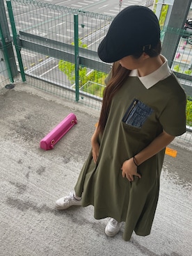 「オリーブ」｜「アイテム（ワンピース）」を使った、Kanonさん（レディース・163cm）の春コーディネート