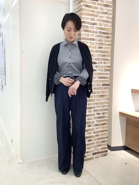 「アイテム（ビジネスシャツ）」を使った、BRICK HOUSE by Tokyo Shirts 鹿児島イオンモール店さん（レディース・157cm）の秋コーディネート