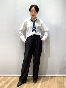 「アイテム（ビジネスシャツ、ホワイト系）」を使った、BRICK HOUSE by Tokyo Shirts 鹿児島イオンモール店さん（レディース・157cm）の秋コーディネート