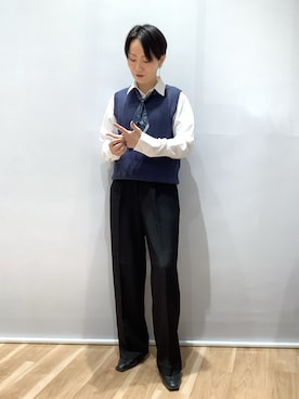「アイテム（ビジネスシャツ、ホワイト系）」を使った、BRICK HOUSE by Tokyo Shirts 鹿児島イオンモール店さん（レディース・157cm）の秋コーディネート