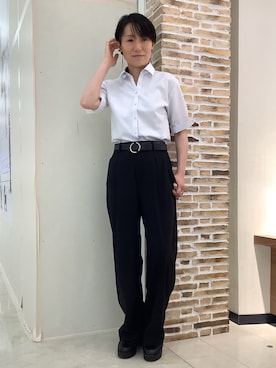 「アイテム（ビジネスシャツ）」を使った、BRICK HOUSE by Tokyo Shirts 鹿児島イオンモール店さん（レディース・157cm）の夏コーディネート