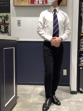 「アイテム（ビジネスシャツ）」を使った、BRICK HOUSE by Tokyo Shirts 新潟南イオンモール店さん（メンズ・170cm）の秋コーディネート