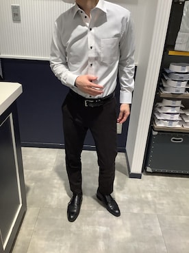 「アイテム（ビジネスシャツ）」を使った、BRICK HOUSE by Tokyo Shirts 新潟南イオンモール店さん（メンズ・170cm）の冬コーディネート