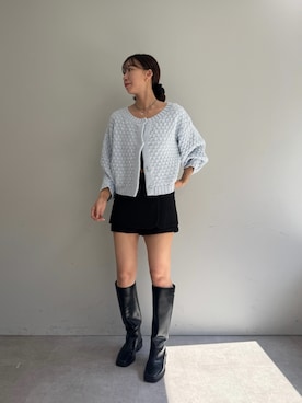 「mystic（ミスティック）のスクエアトゥロングブーツ（ブーツ）」を使った、a m iさん（レディース・164cm）の夏コーディネート