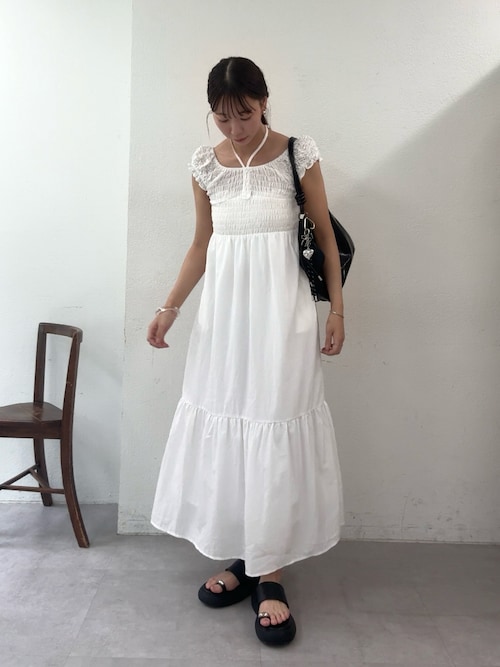【4色展開】シャーリングワンピース