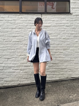 「mystic（ミスティック）のスクエアトゥロングブーツ（ブーツ）」を使った、a m iさん（レディース・164cm）の秋コーディネート