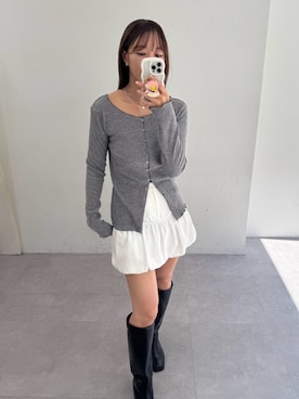 「mystic（ミスティック）のスクエアトゥロングブーツ（ブーツ）」を使った、a m iさん（レディース・164cm）の夏コーディネート