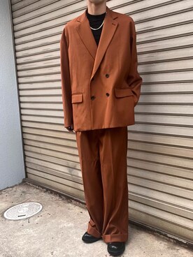 「アイテム（テーラードジャケット、オレンジ系）」を使った、サム【大学生の毎日コーデ】さん（メンズ・174cm）の秋コーディネート