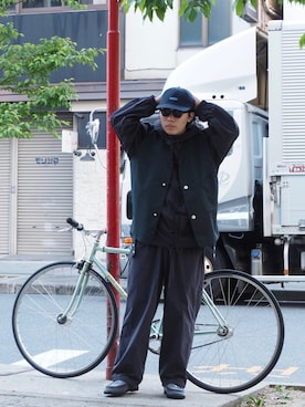 「AFFIX（表示禁止）（アフィックス）のアイテム（帽子）」を使った、く　　　　　にさん（メンズ・168cm）の春コーディネート