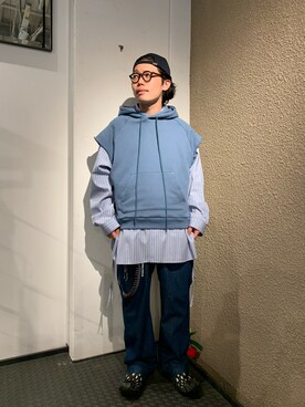 「AFFIX（表示禁止）（アフィックス）のアイテム」を使った、く　　　　　にさん（メンズ・168cm）の春コーディネート