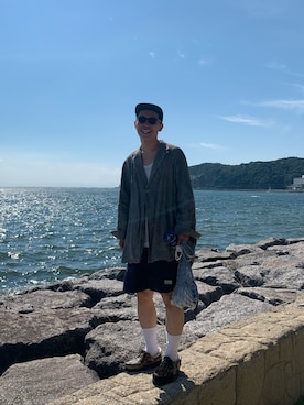 「AFFIX（表示禁止）（アフィックス）のアイテム（帽子）」を使った、く　　　　　にさん（メンズ・168cm）の夏コーディネート