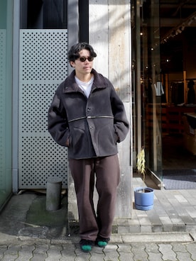 「アイテム（スラックス）」を使った、く　　　　　にさん（メンズ・168cm・20代）の秋コーディネート