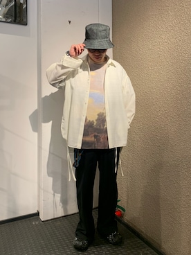 「CPH（シーピーエイチ）のアイテム（帽子）」を使った、く　　　　　にさん（メンズ・168cm）の春コーディネート
