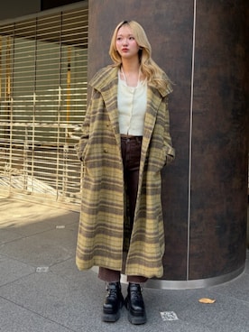 「アイテム（チェスターコート）」を使った、RENさん（レディース・167cm）の冬コーディネート