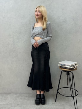 「アイテム（デニムスカート）」を使った、RENさん（レディース・167cm）の夏コーディネート
