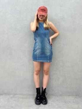 「デニムワンピース」｜RENさん（レディース・167cm）の夏コーディネート