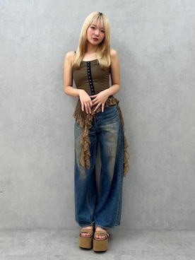 「厚底」｜RENさん（レディース・167cm）の夏コーディネート