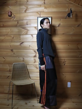 「PRADA SPORT（プラダスポーツ）のアイテム（パーカー）」を使った、白(Shiro/runwaymodel)さん（メンズ・180cm）の夏コーディネート