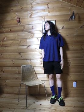 「アイテム（ポロシャツ）」を使った、白(Shiro/runwaymodel)さん（メンズ・180cm）の夏コーディネート