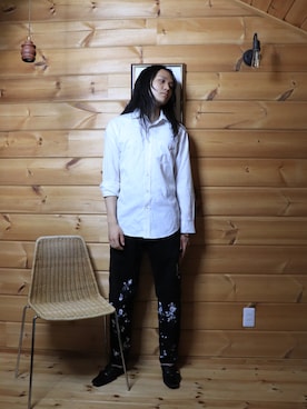 「アイテム（シャツ/ブラウス）」を使った、白(Shiro/runwaymodel)さん（メンズ・180cm）の夏コーディネート