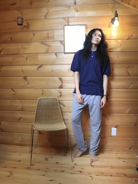 「アイテム（ポロシャツ）」を使った、白(Shiro/runwaymodel)さん（メンズ・180cm）の秋コーディネート