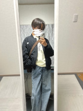 「アイテム（MA-1）」を使った、rakugakiさん（メンズ・173cm）の秋コーディネート