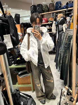 「アイテム（パーカー）」を使った、rakugakiさん（メンズ・173cm・10代）の秋コーディネート