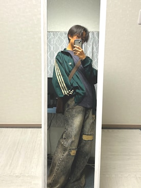 「アイテム（ジャージ）」を使った、rakugakiさん（メンズ・173cm）の秋コーディネート