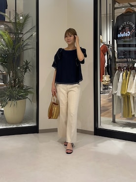 「Chez toi（シェトワ）のアイテム（パンツ）」を使った、0412manaさん（レディース・158cm）の夏コーディネート