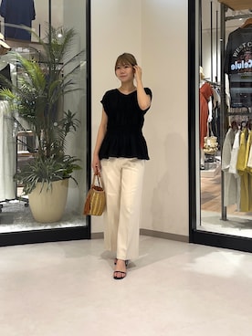 「Chez toi（シェトワ）のアイテム（パンツ）」を使った、0412manaさん（レディース・158cm）の夏コーディネート