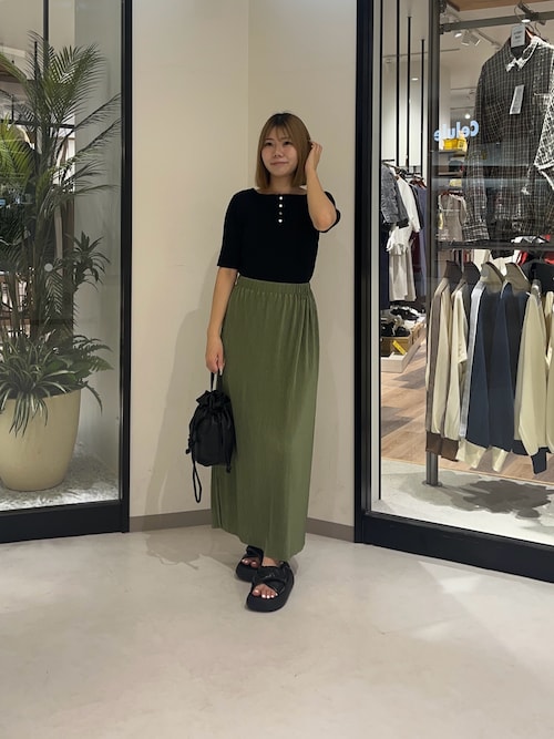 前後2WAY5分袖キーネックリブニット