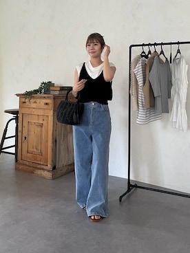 「Chez toi（シェトワ）のアイテム（パンツ）」を使った、0412manaさん（レディース・158cm）の夏コーディネート