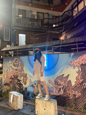 「アイテム（キャスケット、ブラウン系）」を使った、진さん（レディース・168cm）の秋コーディネート