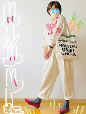 「赤い靴」｜ますさん（レディース・162cm）の夏コーディネート