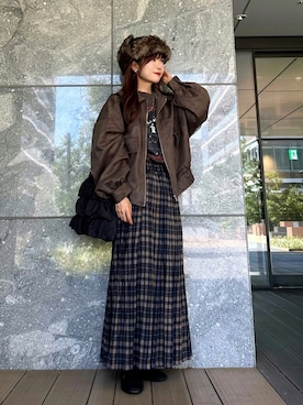 「アイテム（キャップ）」を使った、Marielさん（レディース・149cm）の秋コーディネート