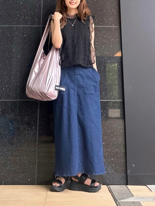 alo ネイビー スカート Sサイズ ロングスカート＜大きいサイズ有＞【OtonaSMILE】 通販【ニッセン】