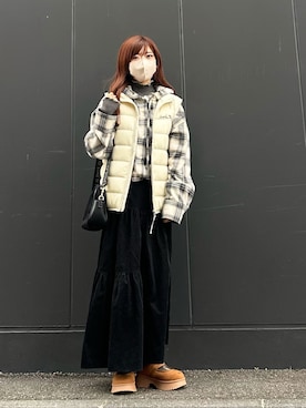 「tiptop（ティップトップ）のメランジリブハイネックプルオーバー（ニット/セーター）」を使った、Marielさん（レディース・149cm）の秋コーディネート