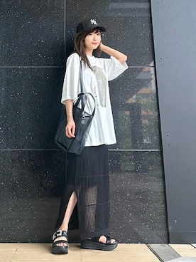 「Kastane（カスタネ）の【6色展開】フェザーチュールTee」を使った、Marielさんのコーディネート