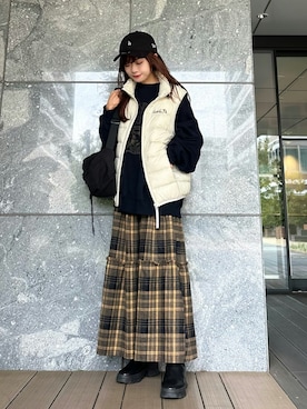 「アイテム（ボディバッグ/ウエストポーチ）」を使った、Marielさん（レディース・149cm）の秋コーディネート