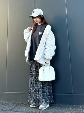 「アイテム（ボストンバッグ）」を使った、Marielさん（レディース・149cm）の秋コーディネート