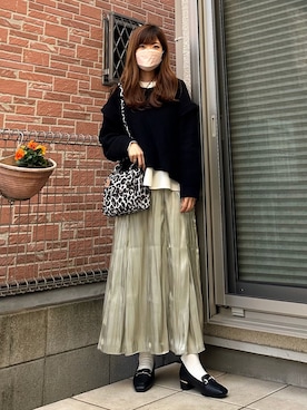 「loti（ロティ）のアイテム（ショルダーバッグ）」を使った、Marielさん（レディース・149cm）の冬コーディネート