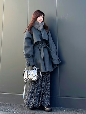 「アイテム（トレンチコート）」を使った、Marielさん（レディース・149cm）の冬コーディネート