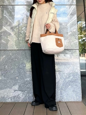 「アイテム（ダウンベスト）」を使った、Marielさん（レディース・149cm）の秋コーディネート