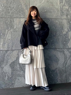 「スクエアトゥ」｜「アイテム（ジャケット/アウター）」を使った、Marielさん（レディース・149cm）の冬コーディネート