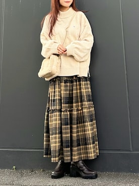 「アイテム（スカート）」を使った、Marielさん（レディース・149cm）の秋コーディネート