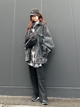 「チェックシャツ」｜Marielさん（レディース・149cm）の秋コーディネート