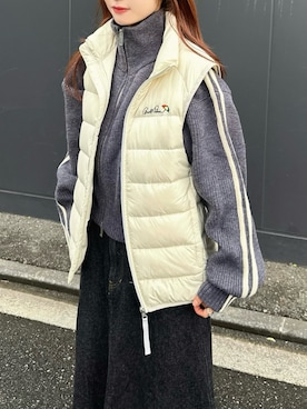 「アイテム（ダウンベスト）」を使った、Marielさん（レディース・149cm）の秋コーディネート