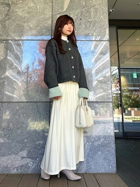 「アイテム（ボストンバッグ）」を使った、Marielさん（レディース・149cm）の冬コーディネート