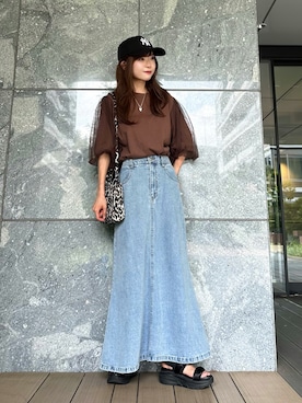「アイテム（帽子）」を使った、Marielさん（レディース・149cm）の夏コーディネート