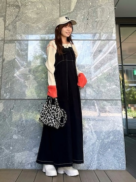 「レイヤードスタイル」｜「アイテム（ワンピース/ドレス）」を使った、Marielさん（レディース・149cm）の秋コーディネート